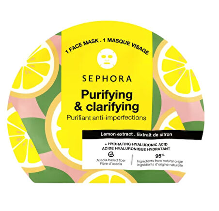 SEPHORA COLLECTION Fruit & Plant + Hyalurinc Acid Mask - Lemon Kağıt Yüz Maskesi