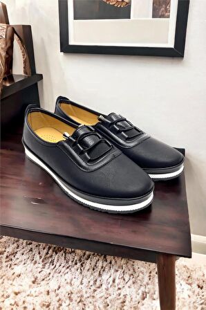 Ortopedik Hava Alan Yumuşak Tabanlı Günlük Anne Babet SİYAH - BEYAZ