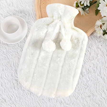 By Nevser® 2 Litre Ponponlu Peluş Sıcak Su Torbası 1.Sınıf Kauçuk Malzeme