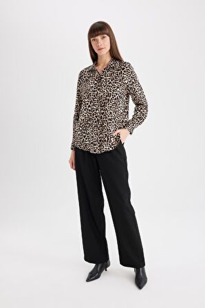 DeFacto Regular Fit Leopar Desenli Uzun Kollu Gömlek I8266AZ24AUBG320
