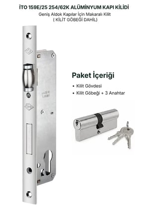 İto Kilit 159E/25 Alüminyum Makaralı Çarpma Kapı Kilidi Seti (25 mm - 254/62K Barelli)