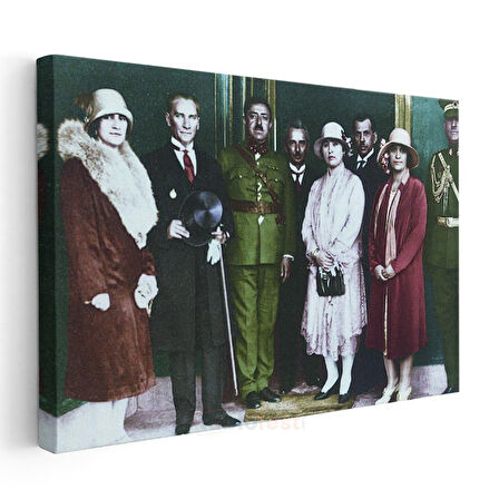Atatürk ve Yabancı Konuklar - Resmi Kabul Kanvas Tablo