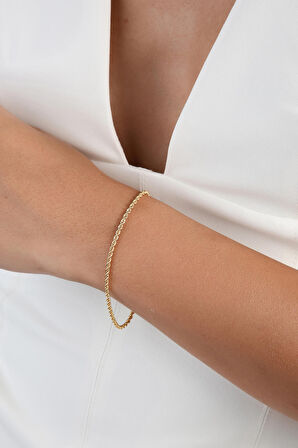 14 Ayar Altın Halat Burgu Bileklik