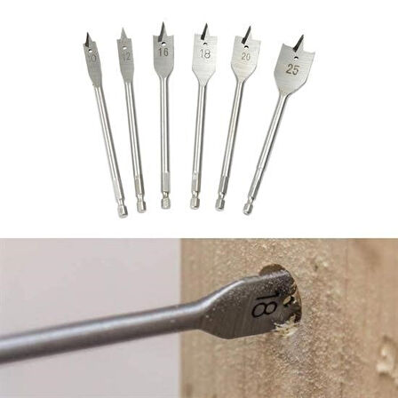 By Nevser® 6 Parça Tahta Ahşap Oyma Yaprak Matkap Ucu Seti