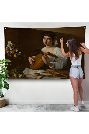 Caravaggio - Latva Çalan Kadın Duvar Örtüsü-7143