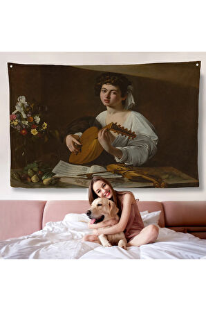 Caravaggio - Latva Çalan Kadın Duvar Örtüsü-7143