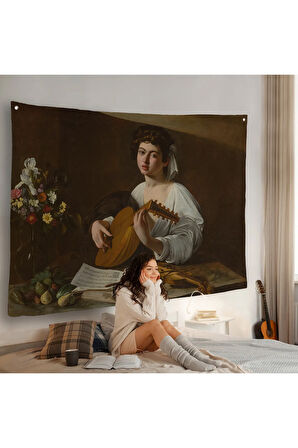 Caravaggio - Latva Çalan Kadın Duvar Örtüsü-7143