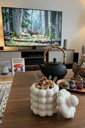 Dekoratif Bubble Kapaklı Saklama Kutusu, Çok Amaçlı Saklama Kutusu, Şekerlik, Kapaklı Mumluk, Makyaj Organizeri, Ev Hediyesi, Tesbih Kutusu