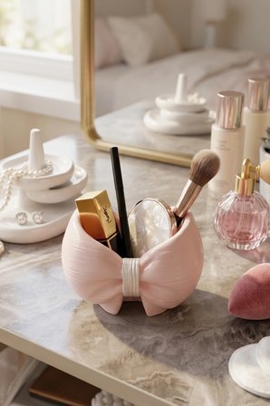Dekoratif 3'lü Pembe Set , Düzenleyici Çok Amaçlı Saklama Kutusu, Pembe Şekerlik, Kapaklı Mumluk, Makyaj Organizeri, Ev Hediyesi, Takı , Sunumluk