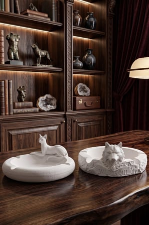 Sevgili Set, Çiftlere Özel, Dekoratif Küllük, İkili Küllük Seti, Kedi Figürlü Küllük, Kurt Figürlü Küllük, Modern Hediyelik Küllük, Ofis Dekorasyonu, Ev Hediyesi, El Yapımı Küllük, Biblo,Obje