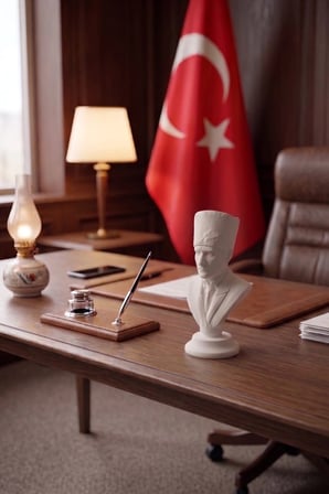 Mustafa Kemal Atatürk ,3 Boyutlu Dekoratif Heykel, El İşçiliği Biblo, Ofis Ve Ev Hediyesi, Atatürk Büst Heykeli