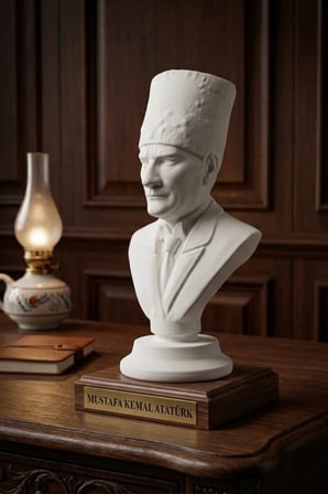 Mustafa Kemal Atatürk ,3 Boyutlu Dekoratif Heykel, El İşçiliği Biblo, Ofis Ve Ev Hediyesi, Atatürk Büst Heykeli