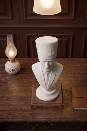 Mustafa Kemal Atatürk ,3 Boyutlu Dekoratif Heykel, El İşçiliği Biblo, Ofis Ve Ev Hediyesi, Atatürk Büst Heykeli