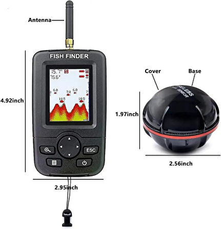 Valkyrie Wireless Balık Bulucu Akıllı Sonar Teknolojisi LCD Ekranlı Kablosuz Balık Tespit Cihazı
