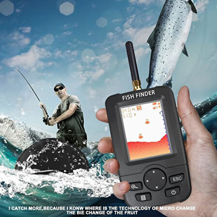 Valkyrie Wireless Balık Bulucu Akıllı Sonar Teknolojisi LCD Ekranlı Kablosuz Balık Tespit Cihazı