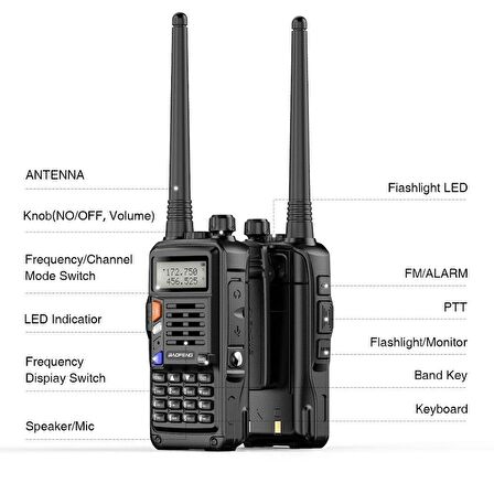 Valkyrie Baofeng UVS9 Plus 8W 3800mAh FM UHF/VHF El Telsiz