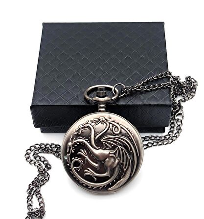 Valkyrie Game Of Thrones House Of Dragon Targaryen Kutulu Köstekli Cep Saati