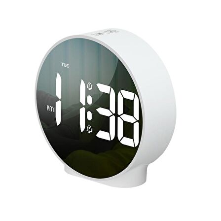 Valkyrie Çift Alarmlı LED Touch Snooze Şık Tasarım Masa Saati Beyaz