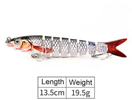 Valkyrie 8 Eklemli 3D Oynak Rapala 13.5gr Sahte Balık Yem Wobblers Swimbait Tuzlu ve Tatlı Su