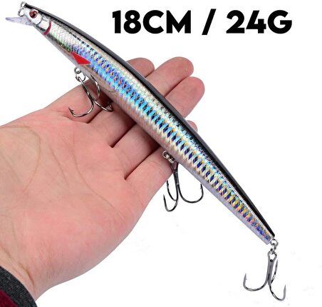 Valkyrie 10 Adet 18cm 24gr Minnow Rapala Sahte Yapay Yem 1. Kalite Ekonomik Paket