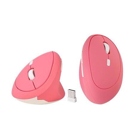 Valkyrie Y08 Dikey Kablosuz 2.4G Sessiz Şarjlı 6 Tuşlu Vertical Mouse 1600DPI 400mAh Pembe