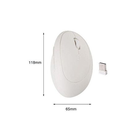 Valkyrie Y08 Dikey Kablosuz 2.4G Sessiz Şarjlı 6 Tuşlu Vertical Mouse 1600DPI 400mAh Beyaz