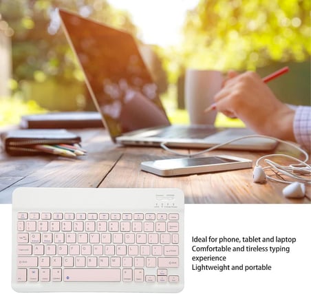 Valkyrie Bluetooth 10 inç Ios Windows Android Uyumlu Kablosuz Klavye - Türkçe - Şarjlı - Sessiz - Multimedia - Ultra İnce Pembe