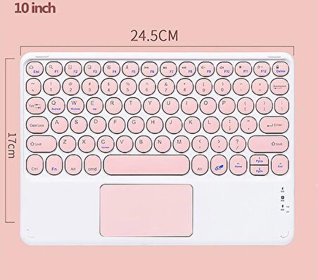 Valkyrie Kablosuz Touchpad Bluetooth Klavye - Ios Android Windows Uyumlu - TÜRKÇE Dil - Şarjlı - Ultra İnce - Type-C Giriş Pembe
