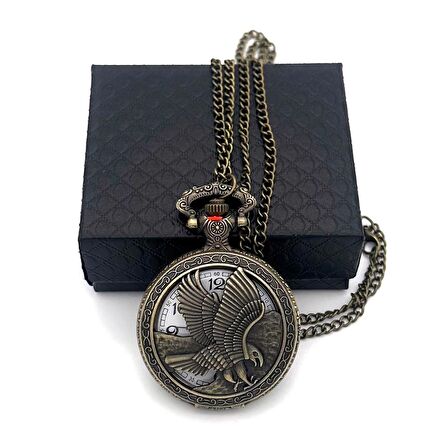 Valkyrie Vintage Kartal Motifli Retro Köstekli Cep Saati - Beşiktaş Saat - Kutulu Hediyelik