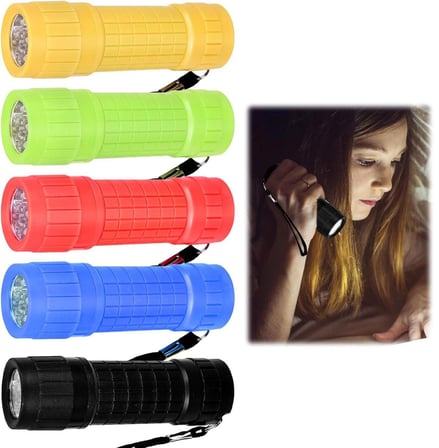Valkyrie 5 Adet 9 Ledli El Feneri Seti - 5 Farklı Renk - 9 LED Güçlü Işık - Taşıması Kolay Cep Feneri