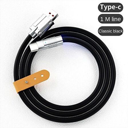 Valkyrie 6A Type-C Bakır Döşemeli Sıvı Silikon USB Data Hızlı Şarj Kablosu - Katlanmaz Kırılmaz Dayanıklı Uzun Ömürlü - 1 metre Siyah