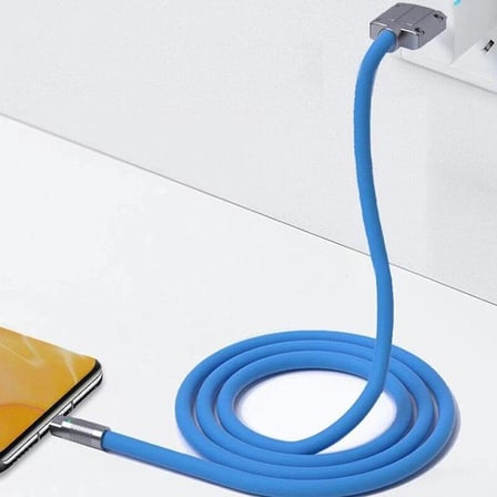 Valkyrie 6A Ios Apple Lightning Sıvı Silikon Data Hızlı Şarj Kablosu - Bakır Döşeme - Katlanmaz Kırılmaz Dayanıklı Kablo Mavi