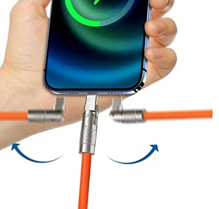 Valkyrie 6A Type-C Bakır Döşemeli Sıvı Silikon USB Data Hızlı Şarj Kablosu - 180 Derece - katlanmaz Kırılmaz Uzun Ömürlü - 1 metre