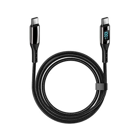 Valkyrie 100w 5A Type-c To Type-c  Hızlı Data şarj Kablosu Dijital Ekran 120cm