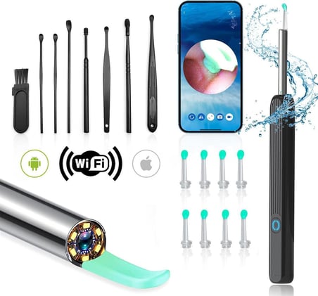 Valkyrie Kablosuz Wifi Kulak Temizleme Kamerası - Ios Android Iphone Uyumlu 1296P HD LED Otoskop Kamera