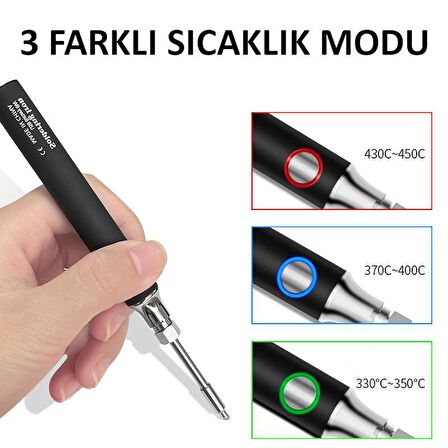 Valkyrie Şarjlı Kablosuz Lehim Makinası - 5 Saniyede Isınma - 30 Dakika Kullanım - USB Type-C Şarj - 3 Farklı Isı Modu - 450 Derece
