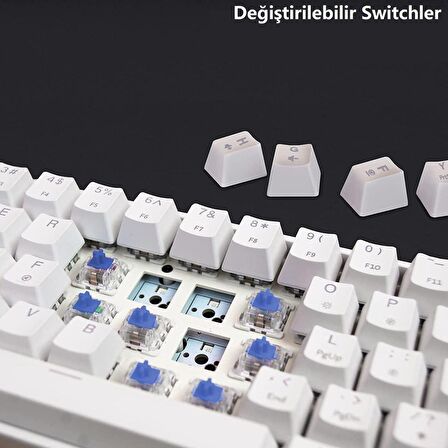 Valkyrie Leaven K620 Blue Switch Mekanik Gaming Oyun Klavyesi RGB 61 Key Mavi Tuş Type-C Klavye Beyaz