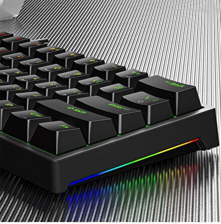 Valkyrie Leaven K870 Blue Switch Mekanik Gaming Oyun Klavyesi RGB 61 Key Mavi Tuş Type-C Klavye Siyah