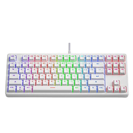 Valkyrie Leaven K870 Blue Switch Mekanik Gaming Oyun Klavyesi RGB 61 Key Mavi Tuş Type-C Klavye BEYAZ