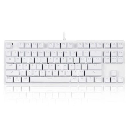 Valkyrie Leaven K870 Blue Switch Mekanik Gaming Oyun Klavyesi RGB 61 Key Mavi Tuş Type-C Klavye BEYAZ