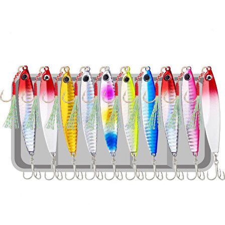 Valkyrie 10 Adet 10gr 4.8cm Kutulu Metal Rapala Jig Seti Balık Olta Yemi İspanyol Oltası