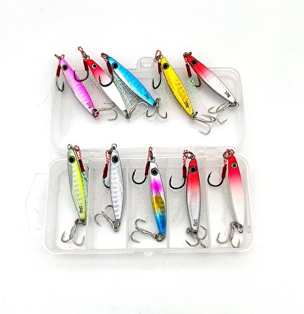 Valkyrie 10 Adet 10gr 4.8cm Kutulu Metal Rapala Jig Seti Balık Olta Yemi İspanyol Oltası