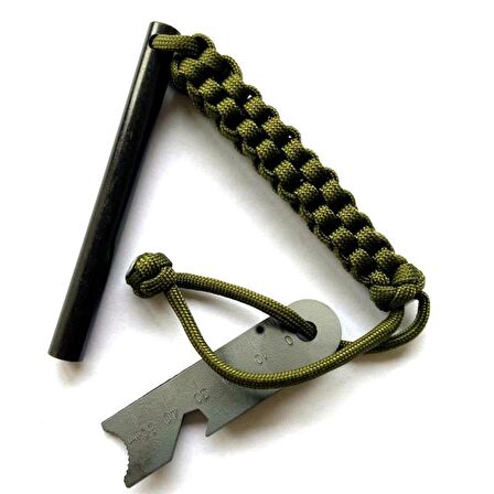 Valkyrie Paracord İpli 10cm x 10mm  Magnezyum Bar Ateş Başlatıcı Acil Durum Çakmak Taşı Çubuğu