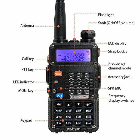 Valkyrie Baofeng BF-F8HP Dual Band 8 Watt Profesyonel El Telsizi - 3. Nesil UV-5R