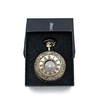 Valkyrie Vintage Roma Rakamlı Cep Saati Köstekli Saat Bakır SİYAH