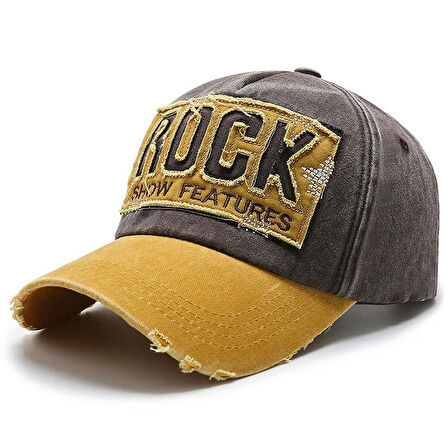 Valkyrie Rock Eskitme Trucker Şapka Unisex Metal Tokalı Ayarlanabilir Vintage Hardal