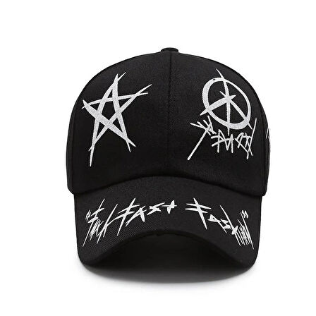 Valkyrie Trucker Şapka Unisex Metal Tokalı Ayarlanabilir Beyzbol Siyah