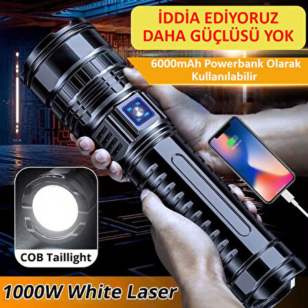 Valkyrie Ultra Güçlü Yüksek Parlaklık M80 LED Şarjlı El Feneri 6000mAh Powerbank