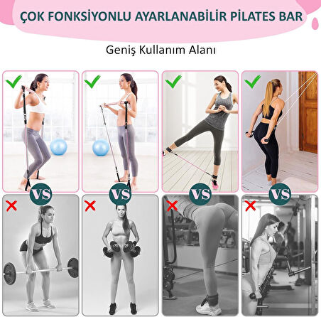 Valkyrie Full Vücut Pilates Bar Seti Egzersiz Çubuğu Ayarlanabilir Evde Onlarcak Farklı Spor Jimnastik Olanağı Kapı Askılı Çantalı