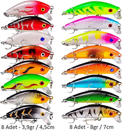 Valkyrie 59 Adet Karışık Minnow Crankbait Swimbait Rapala Sahte Yem Olta Seti Balık İğnesi